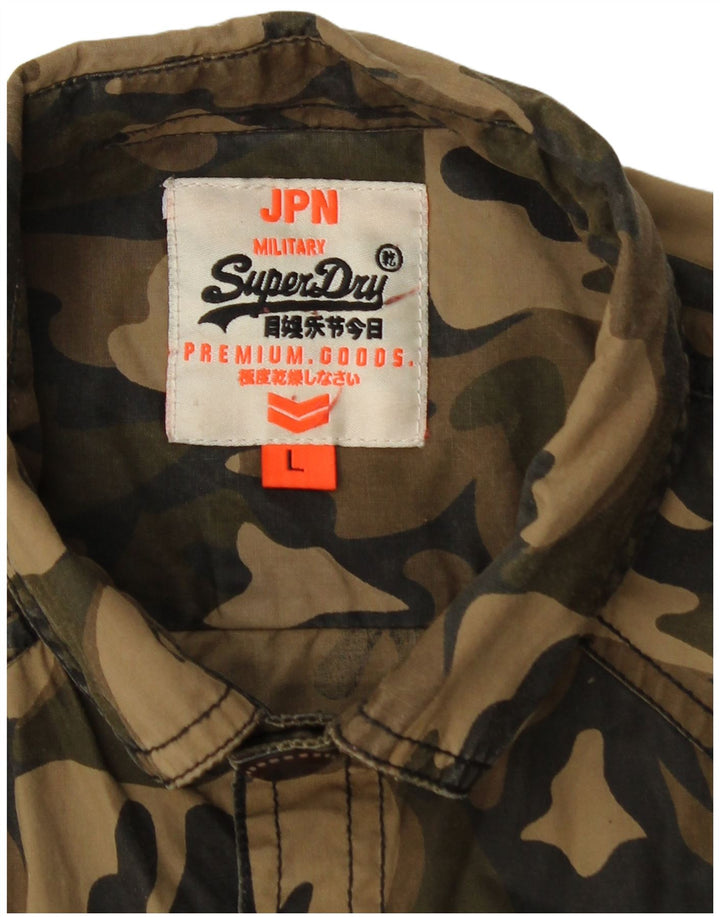 SUPERDRY Herren-Kurzarm-Militärhemd, groß, mehrfarbig, Camouflage