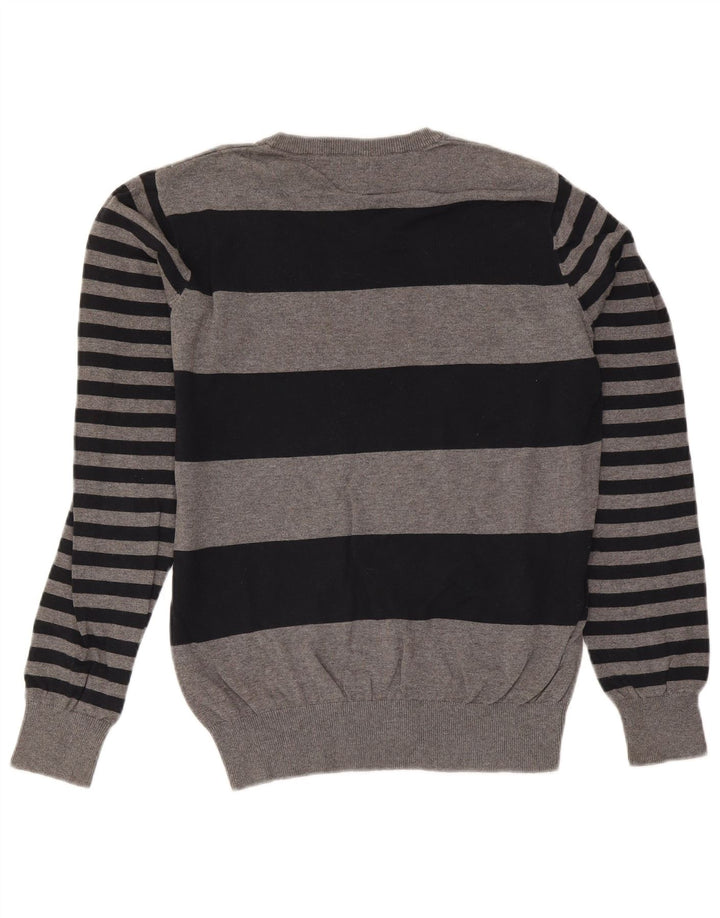 Jack & Jones Herren-Pullover mit V-Ausschnitt, mittelgraue Argyle-/Diamant-Baumwolle