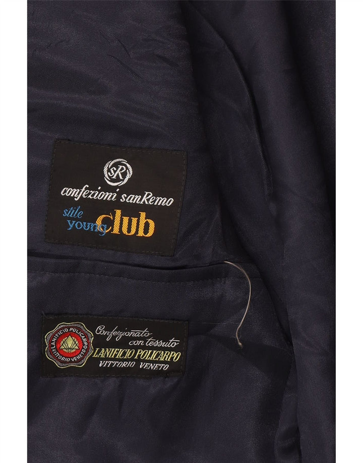 Vintage Herren Club Blazer Jacke IT 50 Groß Marineblau gestreift