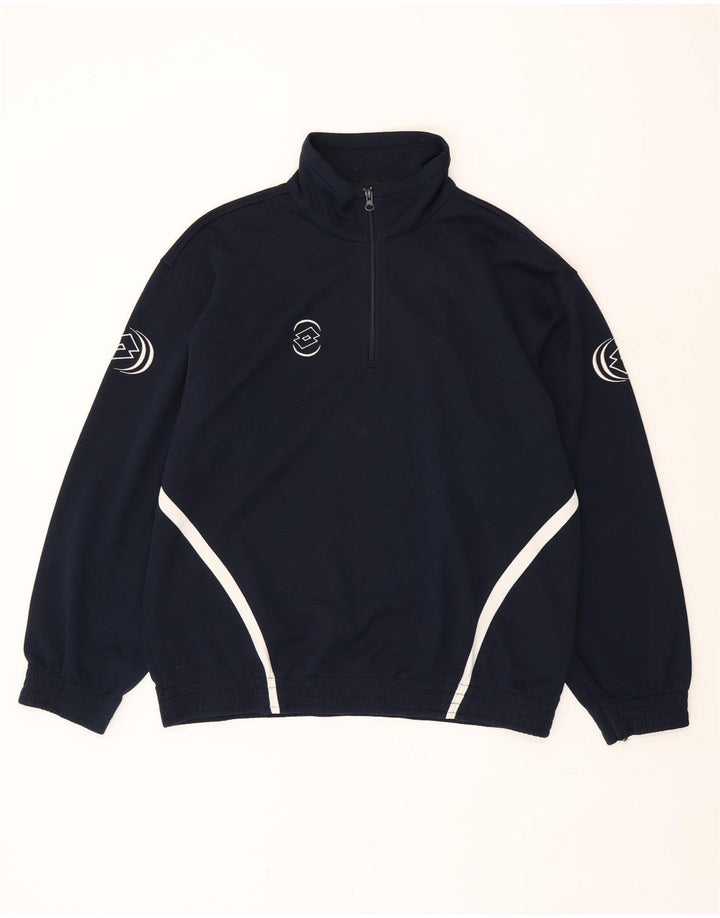 Lotto Herren-Sweatshirt mit Reißverschluss am Hals, XL, Marineblau, Polyester