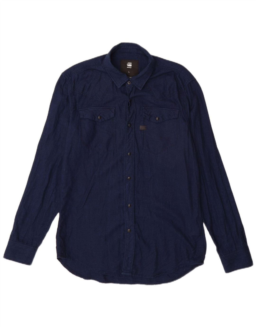 G-Star Herren-Flanellhemd, groß, marineblau, Hahnentritt-Baumwolle