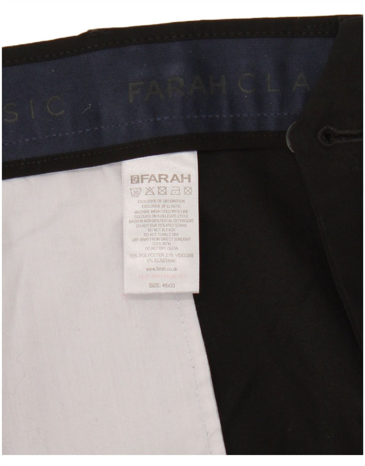 Farah Herren-Anzughose, gerade, W46, L33, Schwarz, Polyester