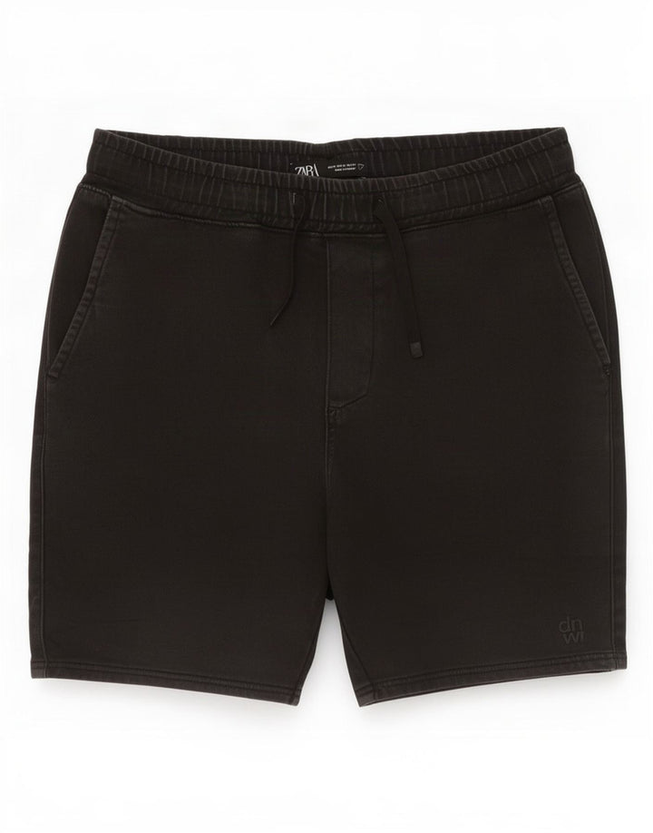 Zara Herren Shorts Medium W34 Schwarze Baumwolle