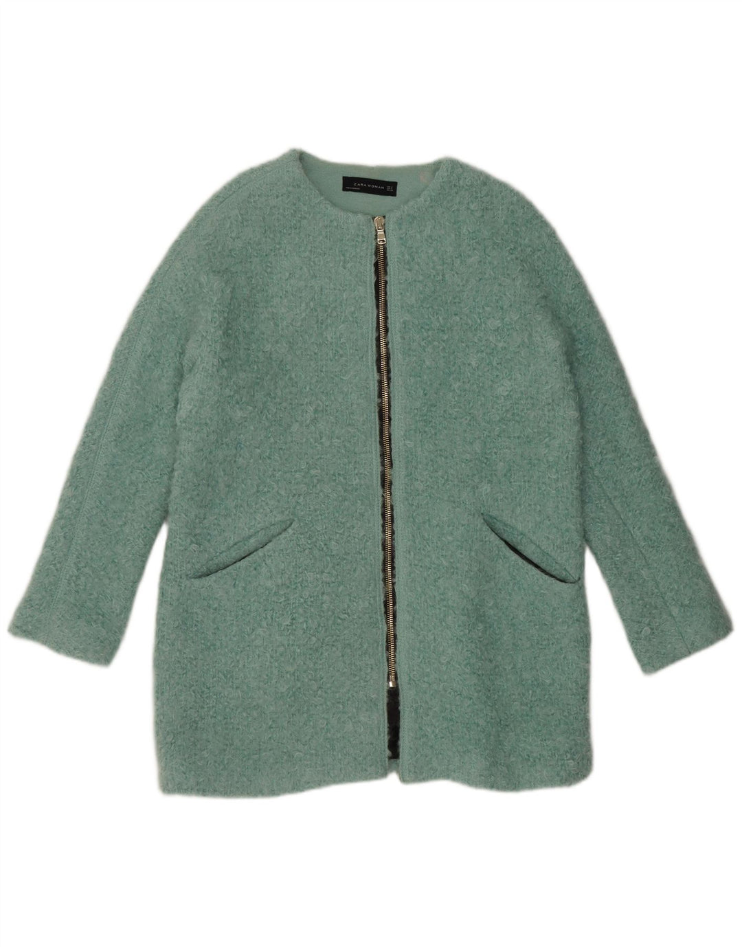 Zara Damen Übergroßer Mantel UK 14 Mittelblaue Baumwolle