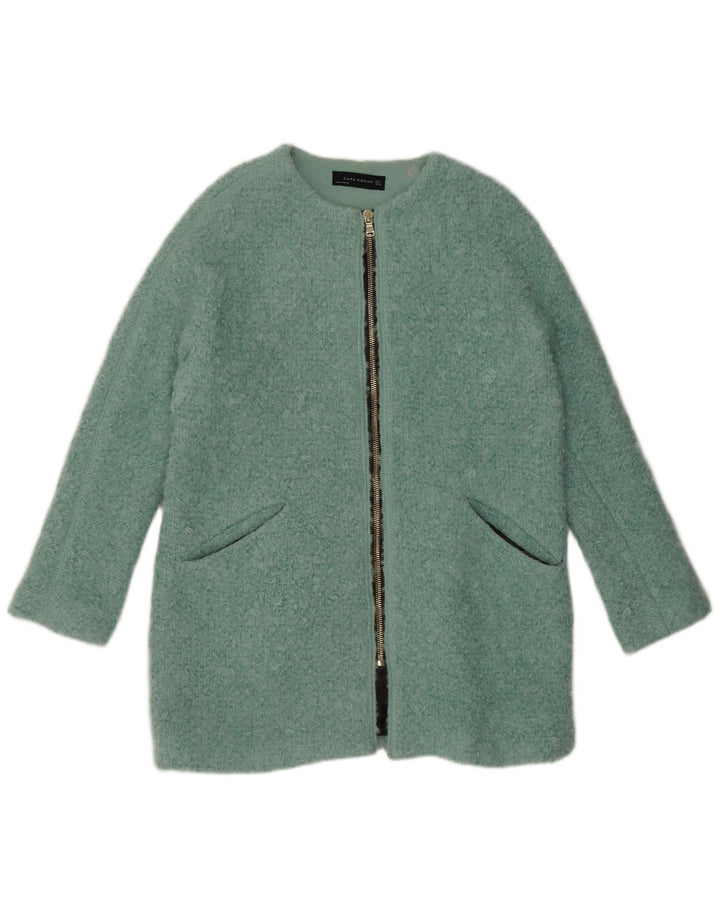 Zara Damen Übergroßer Mantel UK 14 Mittelblaue Baumwolle