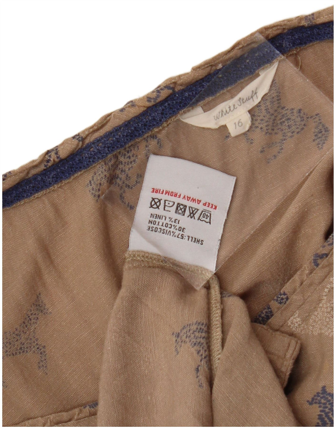 WHITE STUFF Grafisches A-Linien-Kleid für Damen, Größe 42, groß, beige, mit Tiermuster