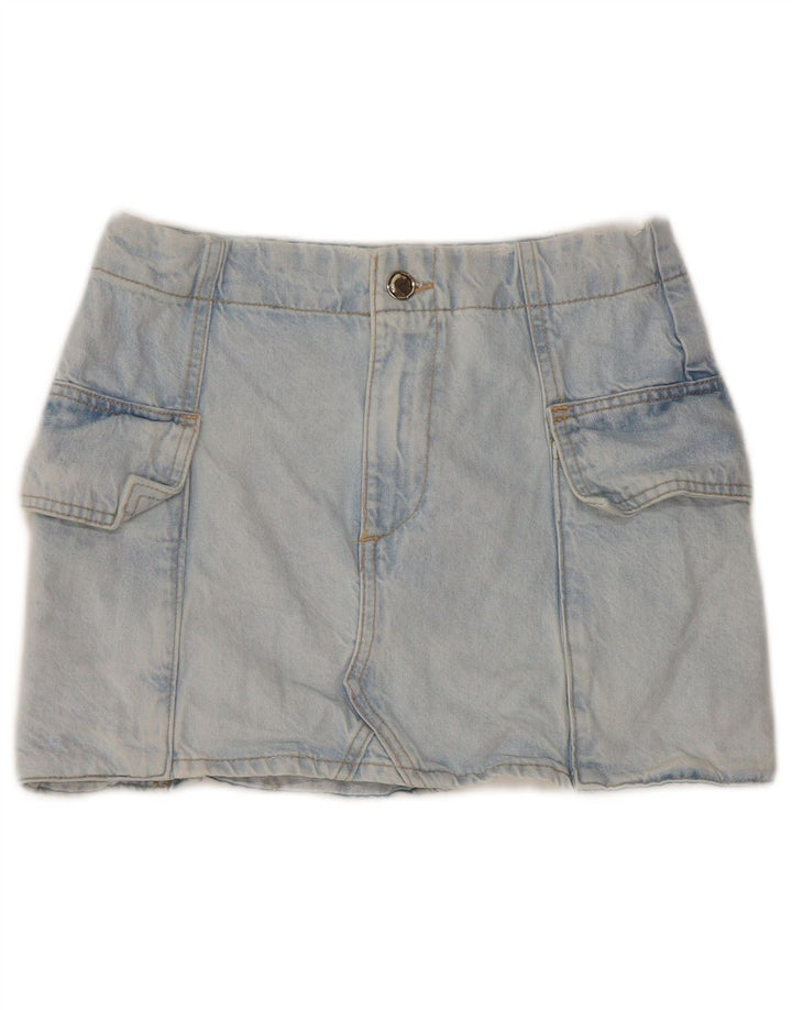 Zara Damen Jeansrock XS W24 Blaue Baumwolle