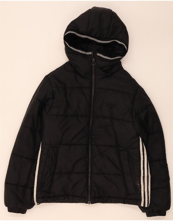Adidas Damen-Kapuzen-Übergröße, wattierte Jacke, UK 10, Größe S, Schwarz, Polyester