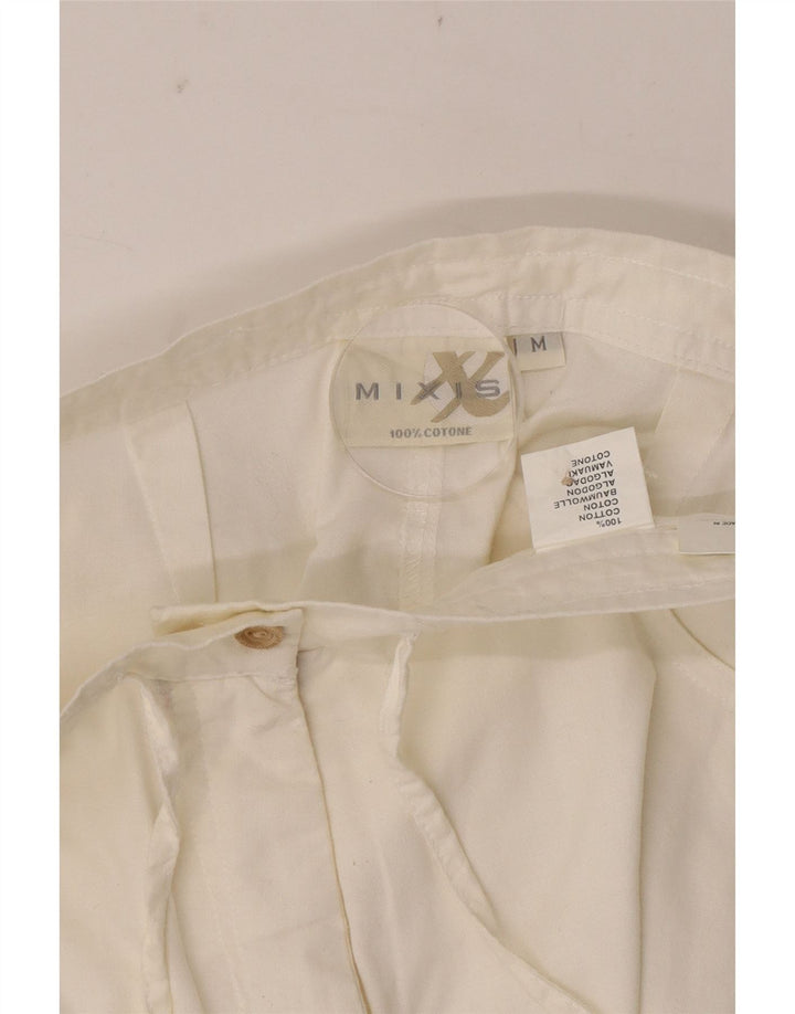 VINTAGE Gerade Capri-Hose für Damen, mittelgroß, W28, L18, weiße Baumwolle