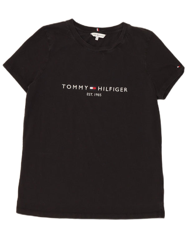 Tommy Hilfiger Damen Grafik-T-Shirt-Oberteil UK 12 Medium Schwarz