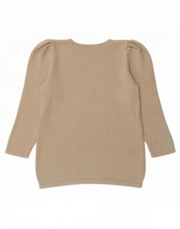 Cos Damen-Pullover mit 3/4-Ärmeln und U-Boot-Ausschnitt, Gr. 6, XS, Beige, Baumwolle