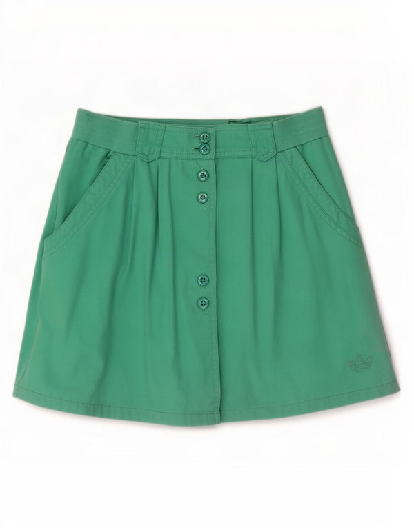 Adidas Damen Minirock UK 10 Small W26 Grüne Baumwolle