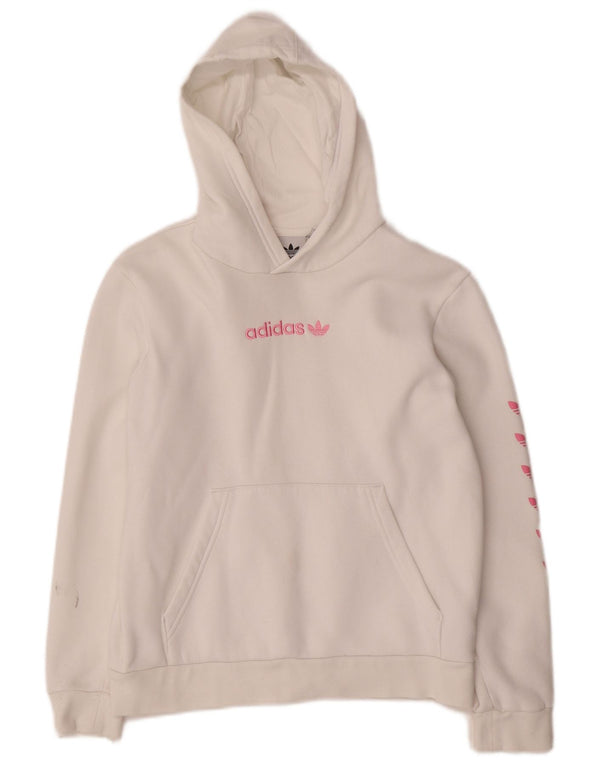 ADIDAS Kapuzenpullover mit Grafik für Mädchen, 11–12 Jahre, weiße Baumwolle