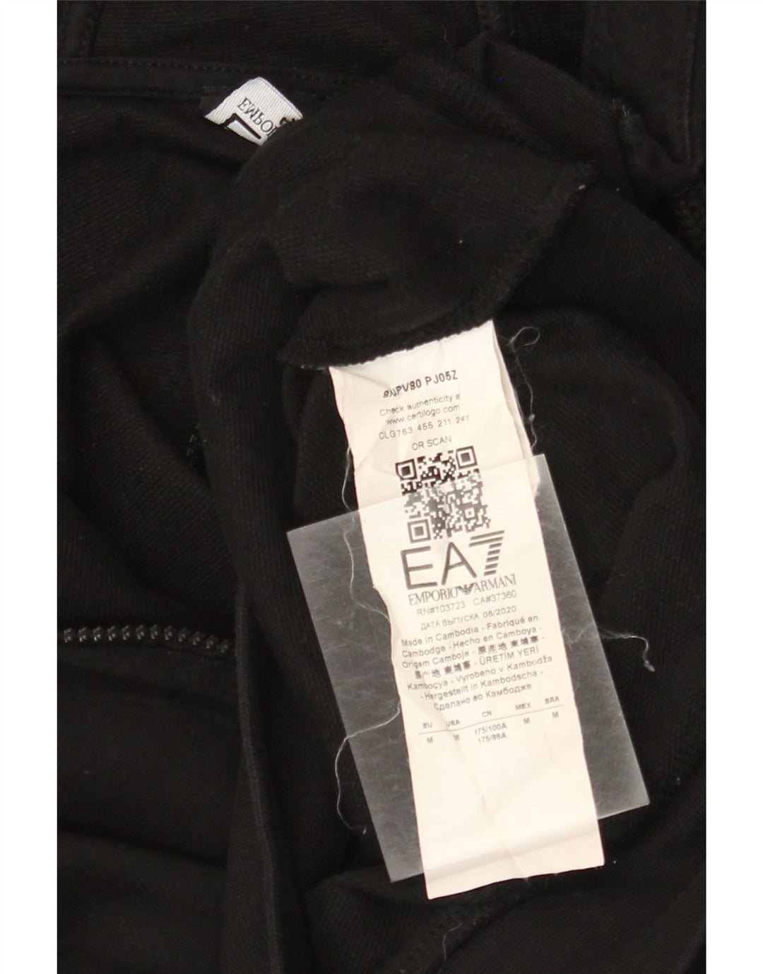 EMPORIO ARMANI Damen-Kapuzenpullover mit Reißverschluss, UK 14, mittlere schwarze Baumwolle