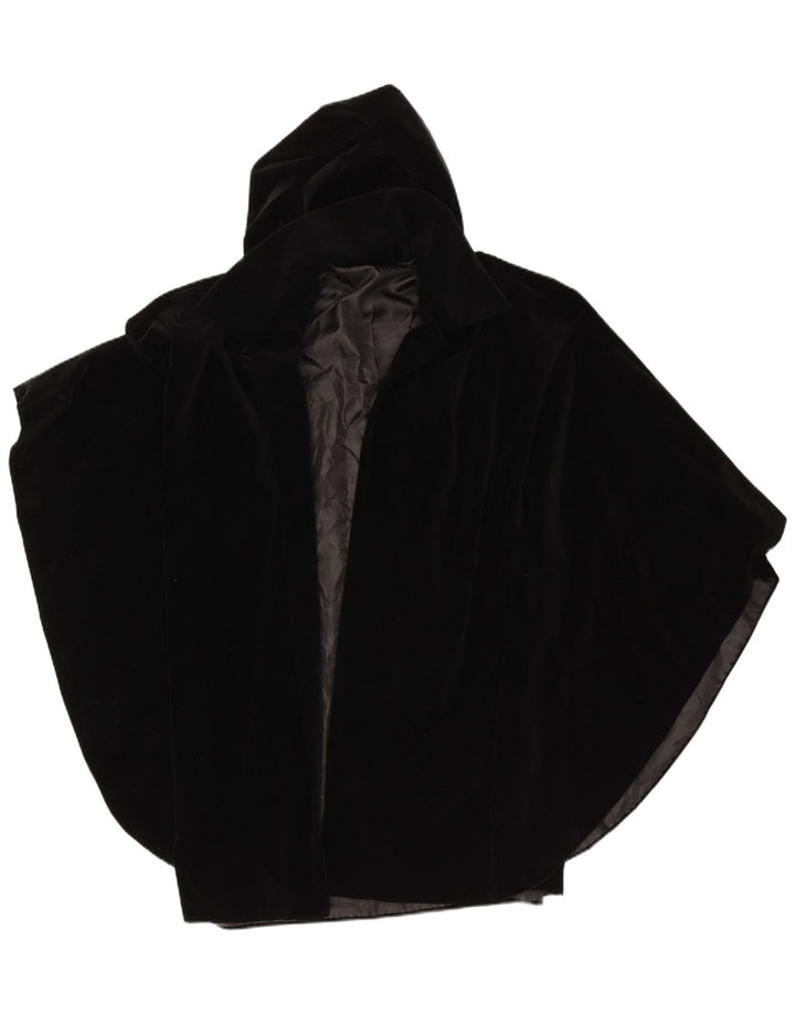 Vintage Damen Poncho-Mantel mit offener Kapuze, Einheitsgröße, Schwarz