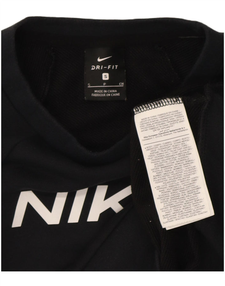 Nike Womens Crop Graphic Oversized Sweatshirt Pullover UK 10 Small Schwarz