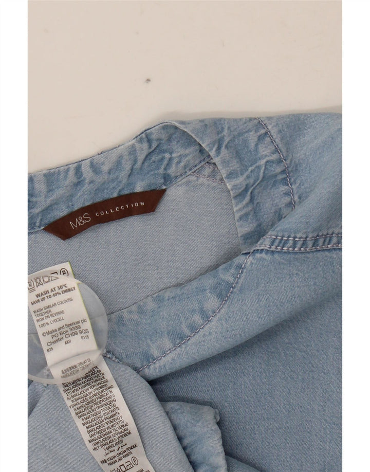 MARKS & SPENCER Damen Denim-Blusenoberteil UK 20 2XL Blaues Lyocell