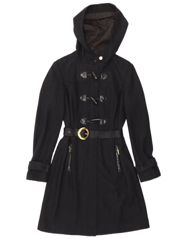 CARACTERE Damen Dufflecoat mit Kapuze UK 10 Small Marineblaue Wolle