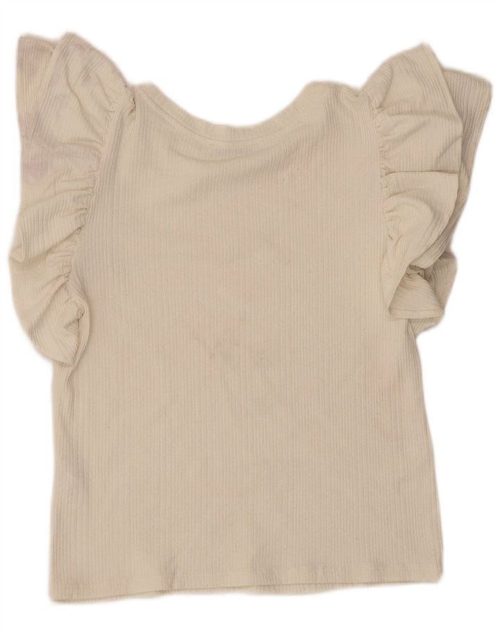 Zara Damen Crop Bluse Top UK 14 Large Off White Polyester