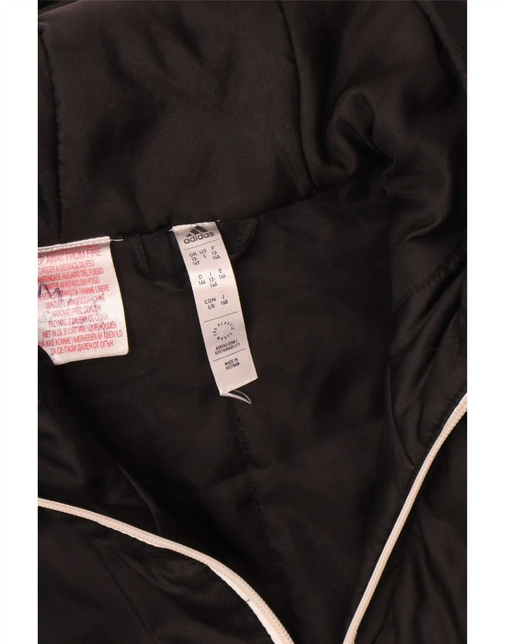 Adidas Jungen wattierter Mantel mit Kapuze, 13–14 Jahre, schwarzes Polyester