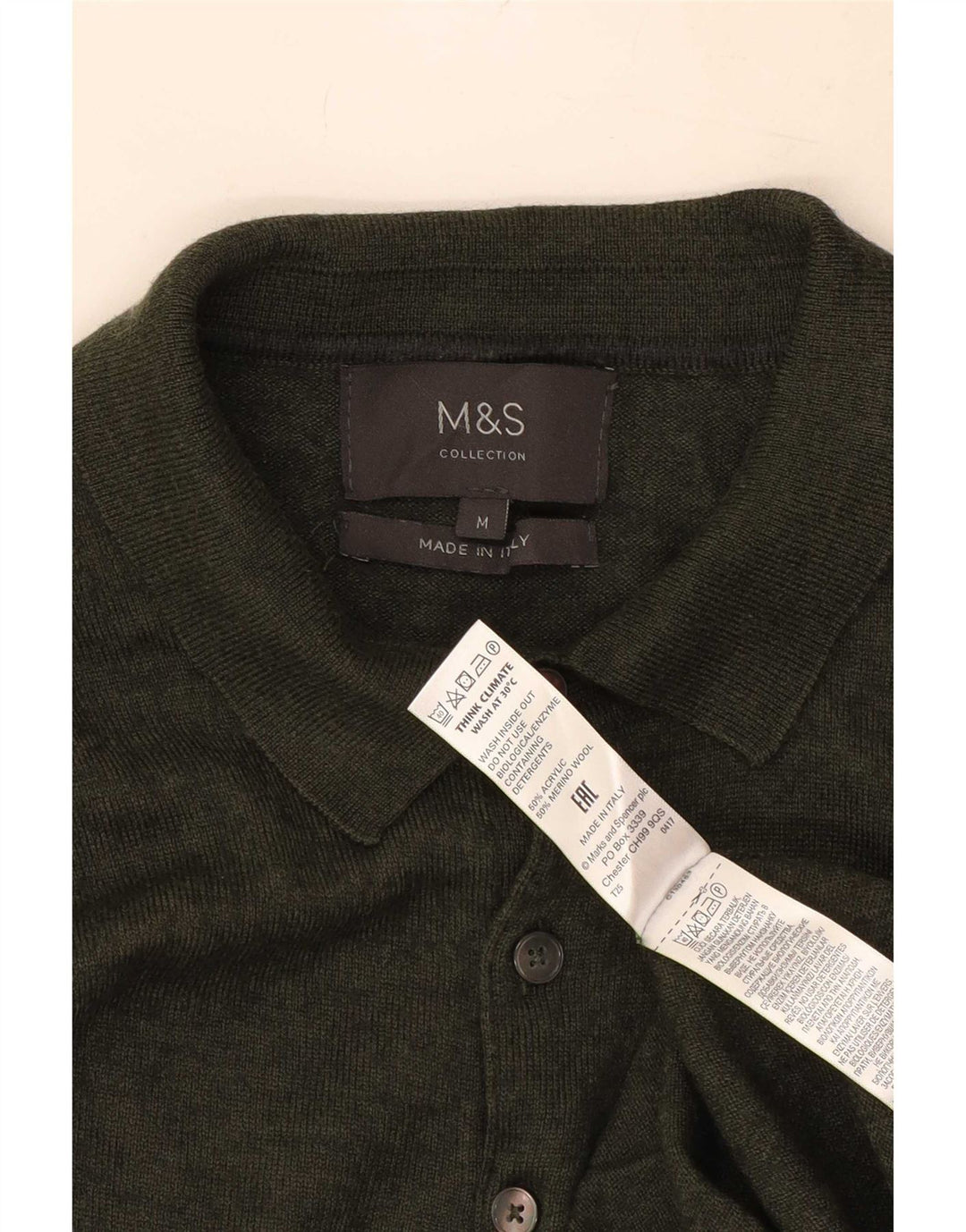 Marks & Spencer Herren Polo-Pullover mit normaler Passform, Mittelgrün