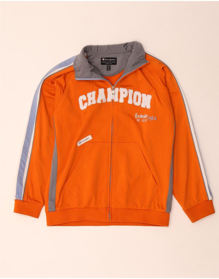 Champion Jungen-Trainingsanzug-Top-Jacke, 11–12 Jahre, Größe L, Orange, Farbblock