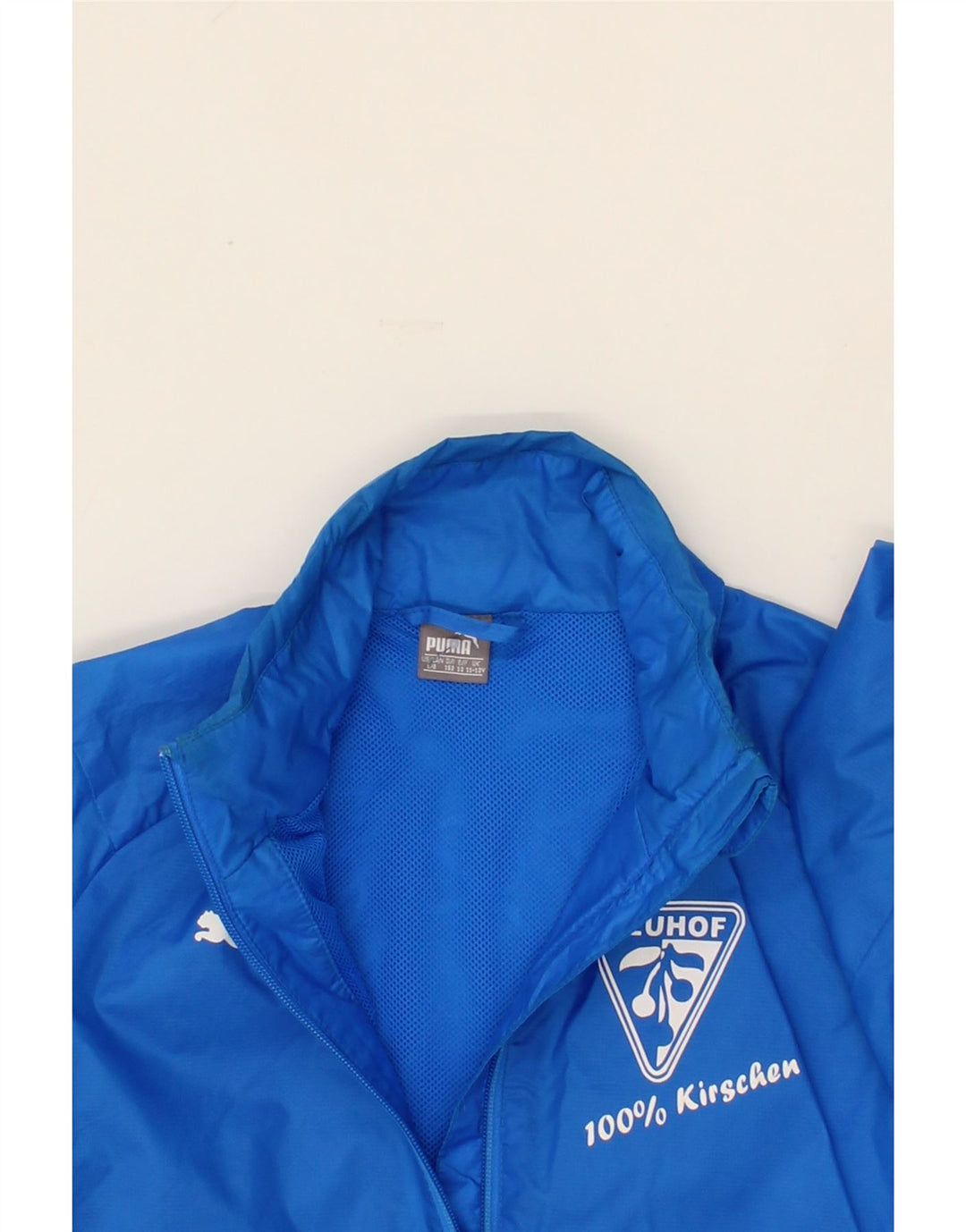 PUMA Boys Graphic Rain Jacket 11-12 Years Large Blue Nylon Vintage Puma and Second-Hand Puma from Messina Hembry 