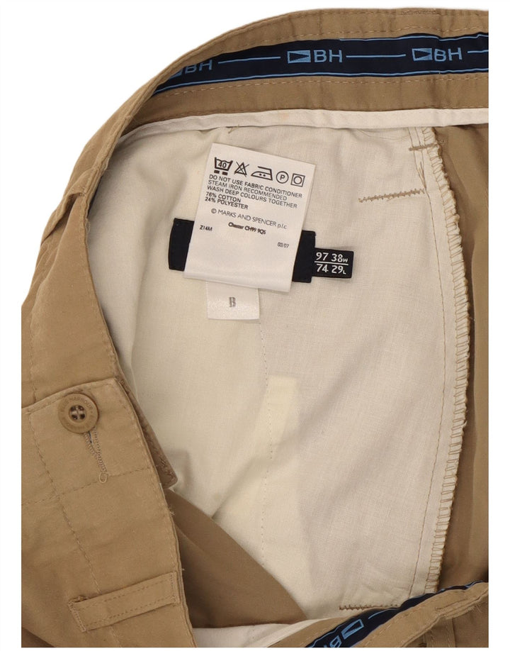 Marks & Spencer Herren Blue Harbor Bootcut Chinohose W38 L29 Beige