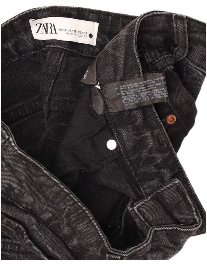 Kurze Jeans für Damen von Zara, EU 42, Größe L, W32, L25, schwarze Baumwolle
