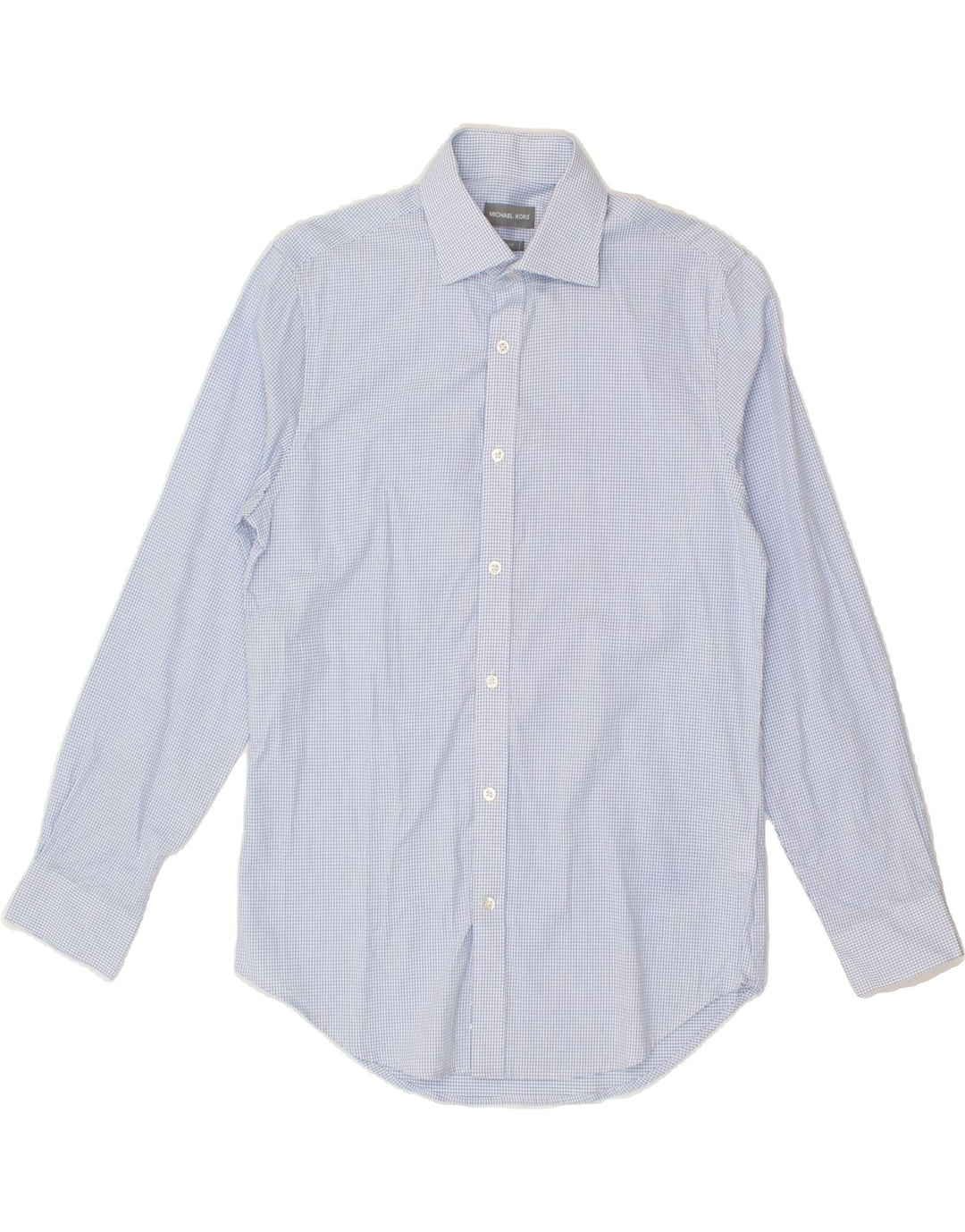 MICHAEL KORS Mens Slim Fit Shirt  Size 15 33/32 Medium Blue Check Cotton Vintage Michael Kors and Second-Hand Michael Kors from Messina Hembry 