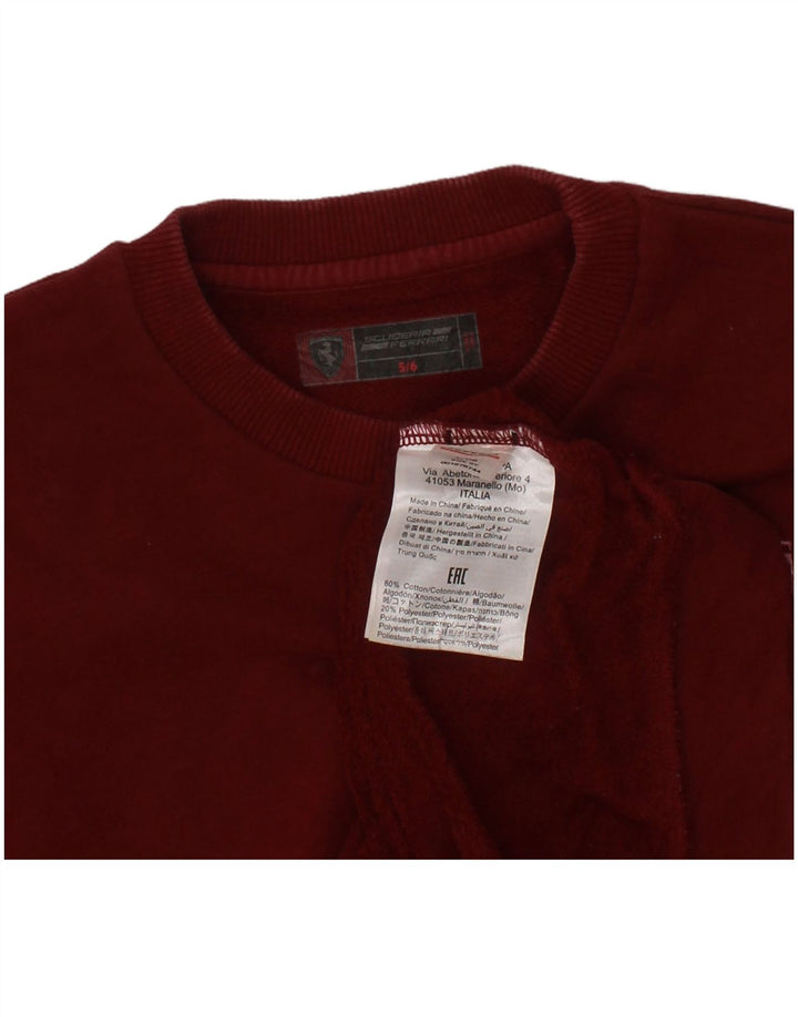 FERRARI Sweatshirt-Pullover für Jungen, 5–6 Jahre, burgunderfarbene Baumwolle