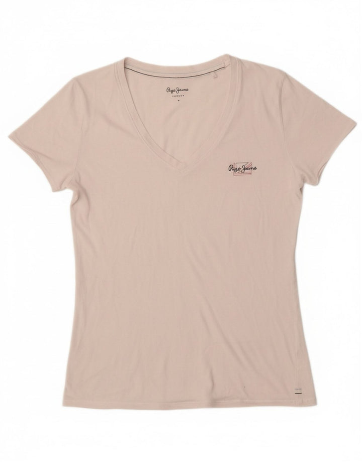 PEPE JEANS Womens T-Shirt Top UK 12 Medium White