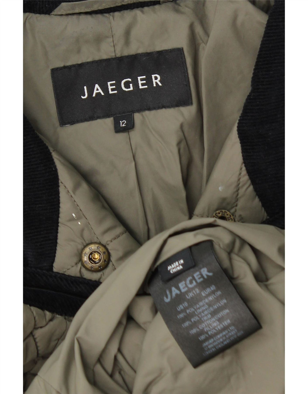 Jaeger Damen Steppjacke UK 12 Medium Khaki Polyamid