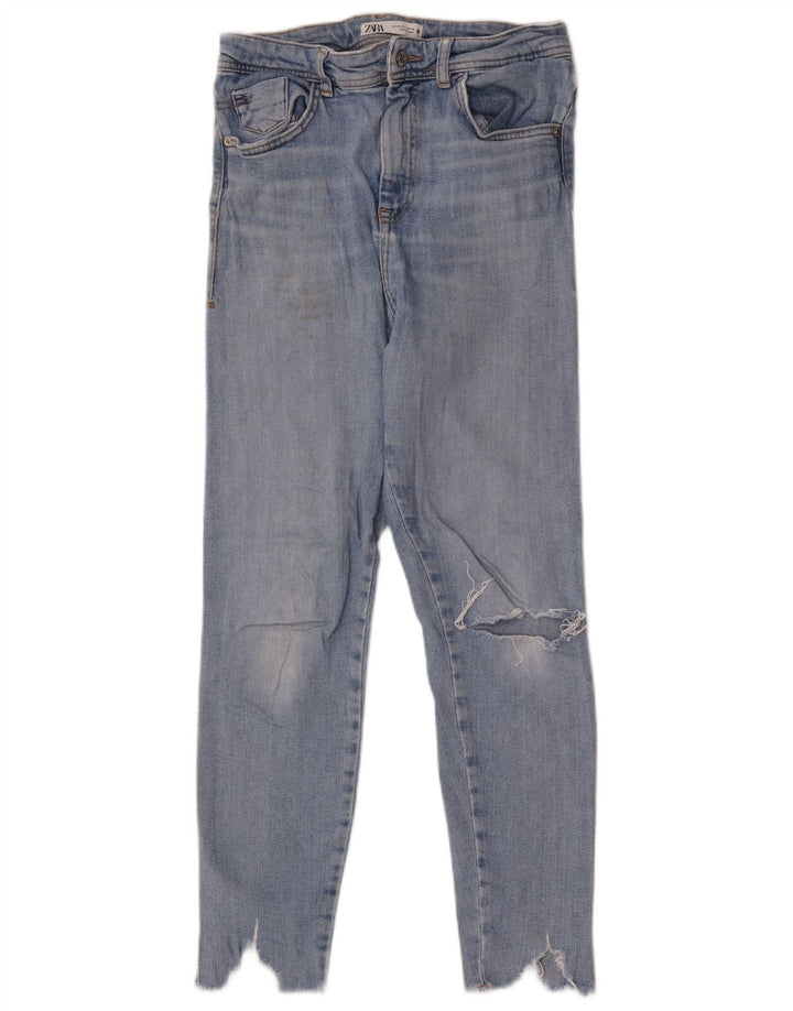 Zara Damen Distressed Skinny Jeans EU 40 Medium W30 L28 Blau