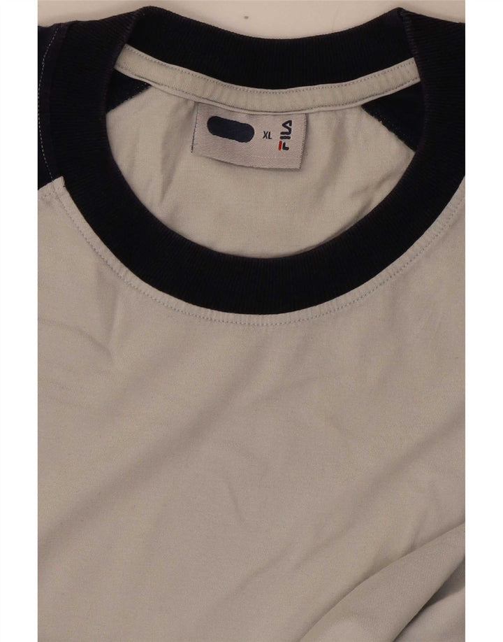 Fila Herren T-Shirt Top XL Grau Colourblock Baumwolle