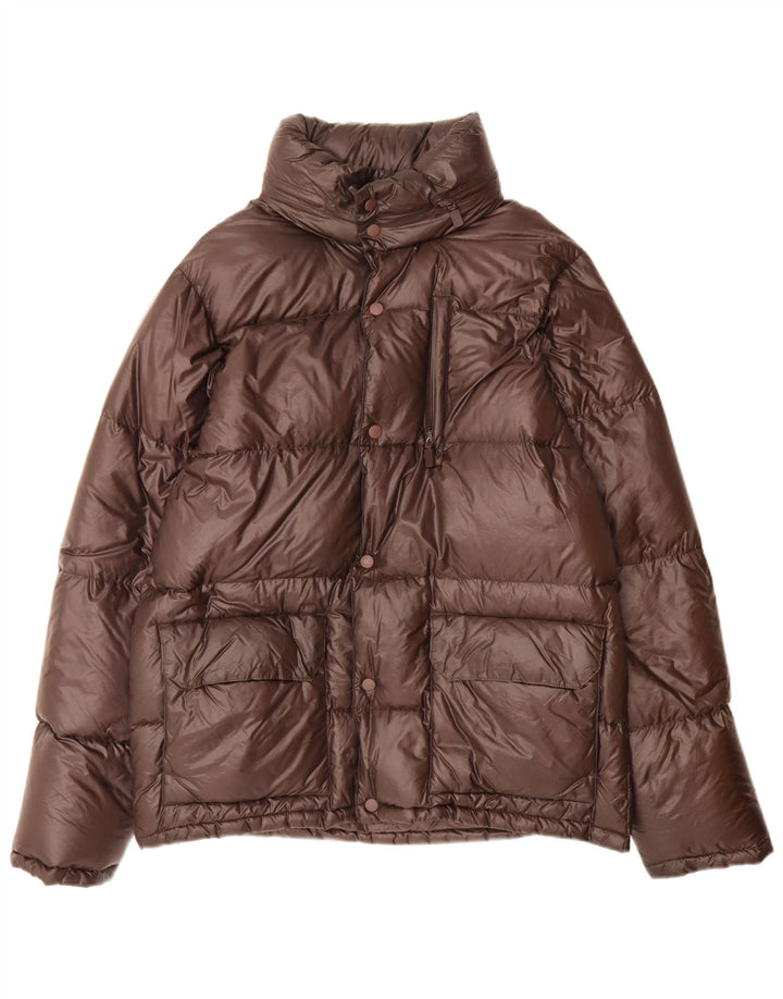 Aspesi gepolsterte Herrenjacke mit Kapuze, UK 38, mittelbraunes Nylon