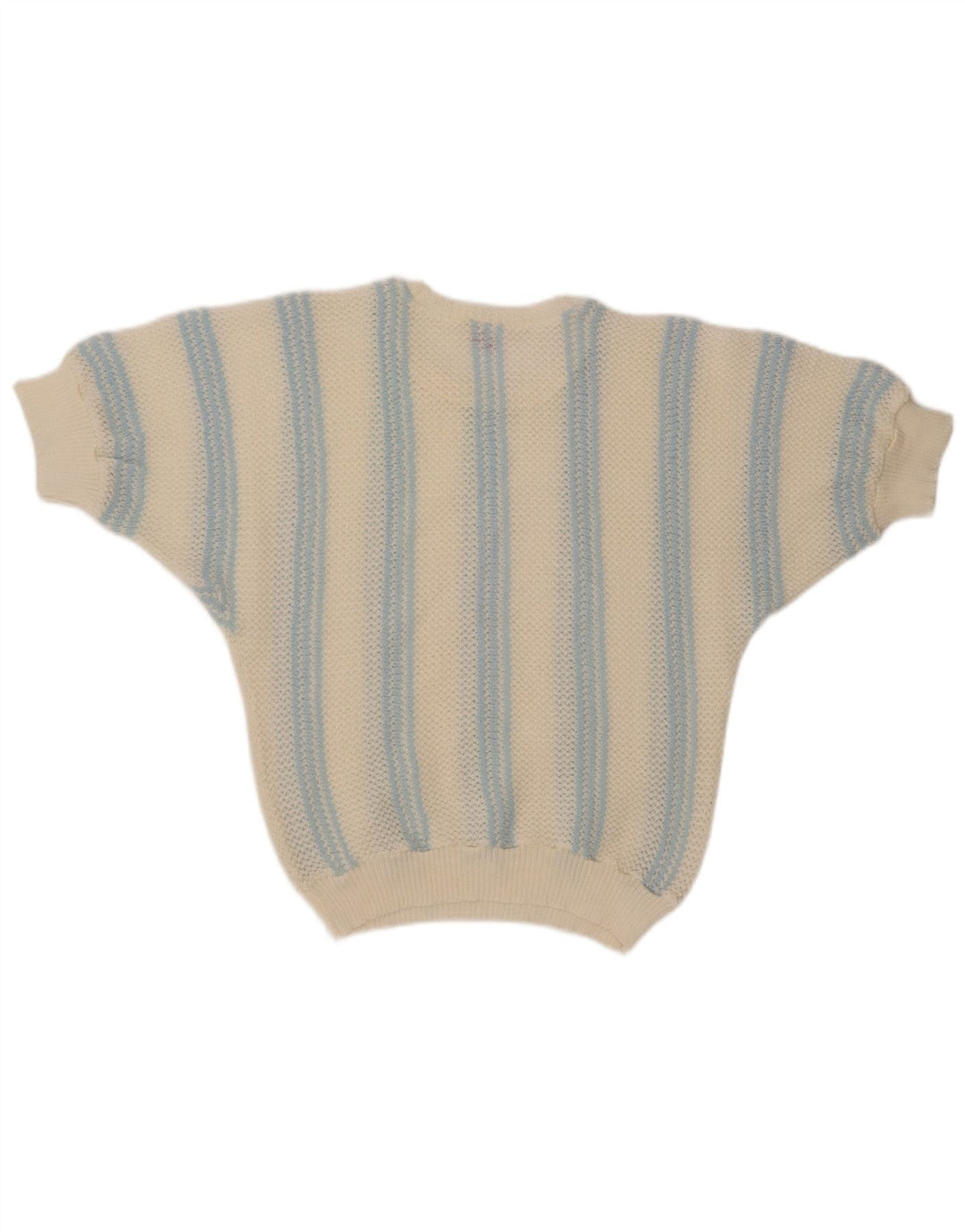 VINTAGE Damen-Pullover mit U-Boot-Ausschnitt, UK 12, Mittelweiß gestreift