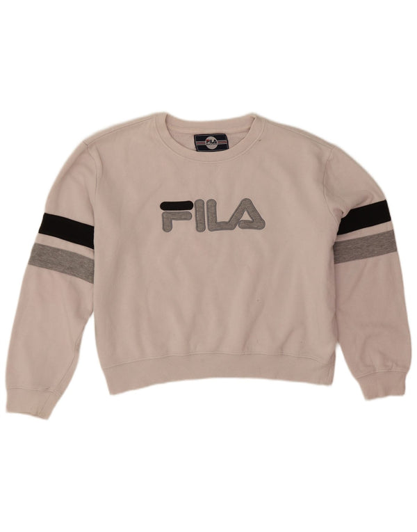 Fila Damen Übergroßer Crop-Sweatshirt-Pullover UK 16 Large Off White