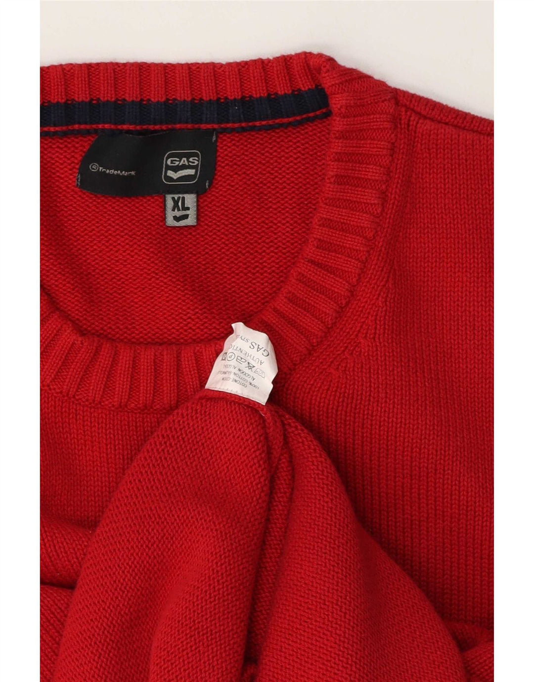 Gas Herren-Pullover mit Rundhalsausschnitt, XL, rote Baumwolle