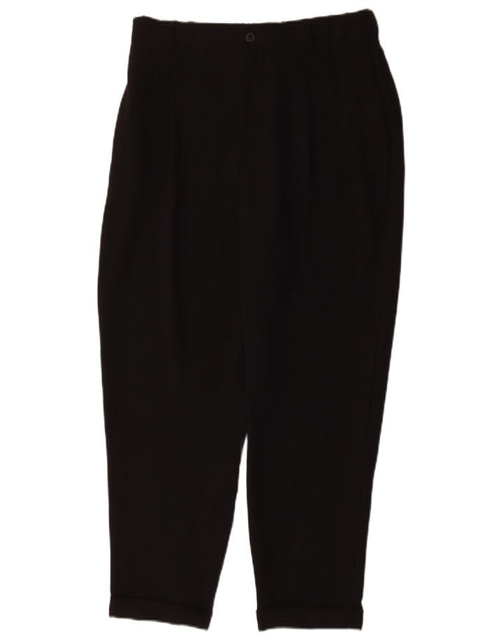 Zara Damen-Hose mit hohem Bund, kurz geschnitten, Größe L, W32, L25, Schwarz, Polyester