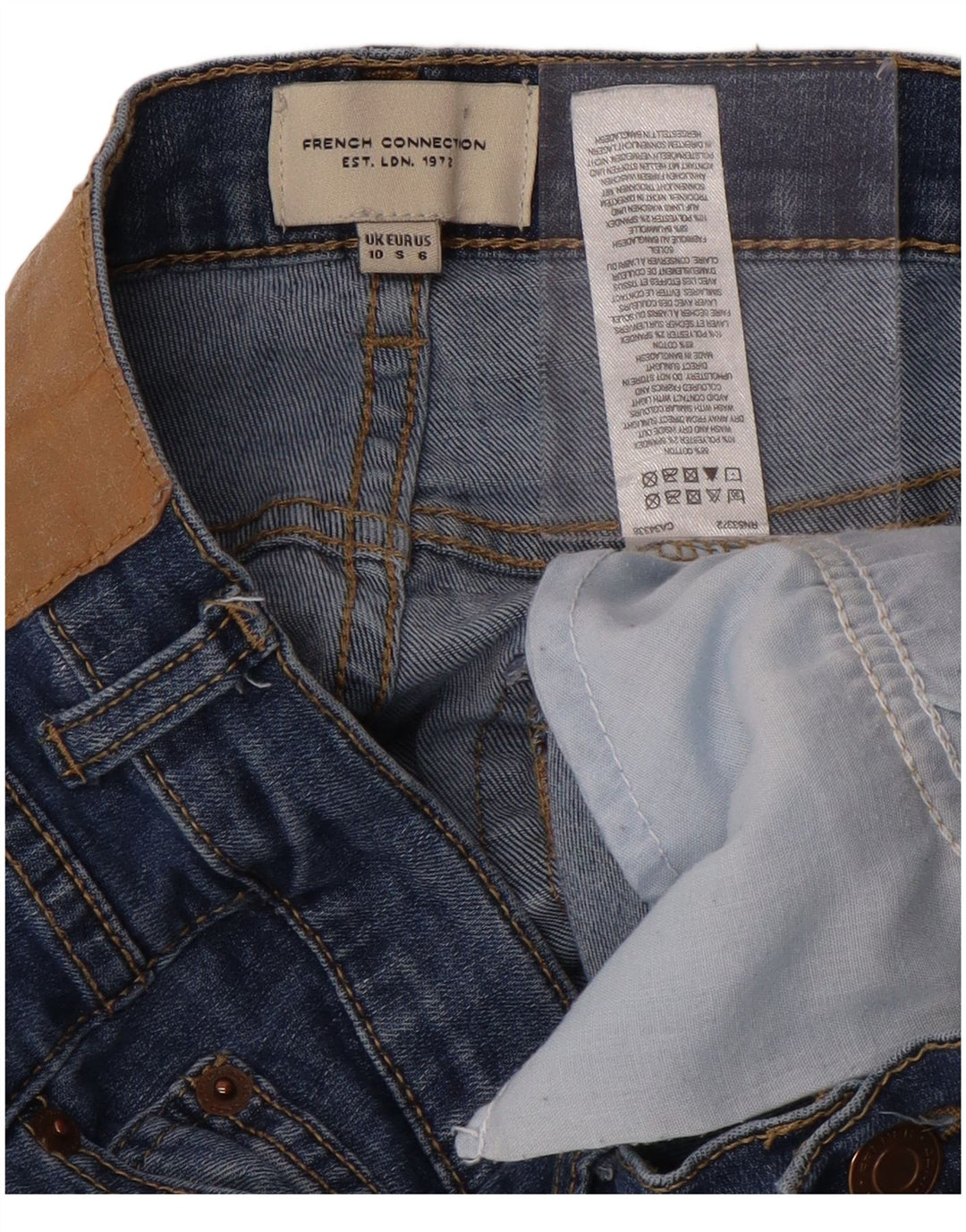 FRENCH CONNECTION Damen Skinny Jeans UK 10 Small W28 L29 Blaue Baumwolle