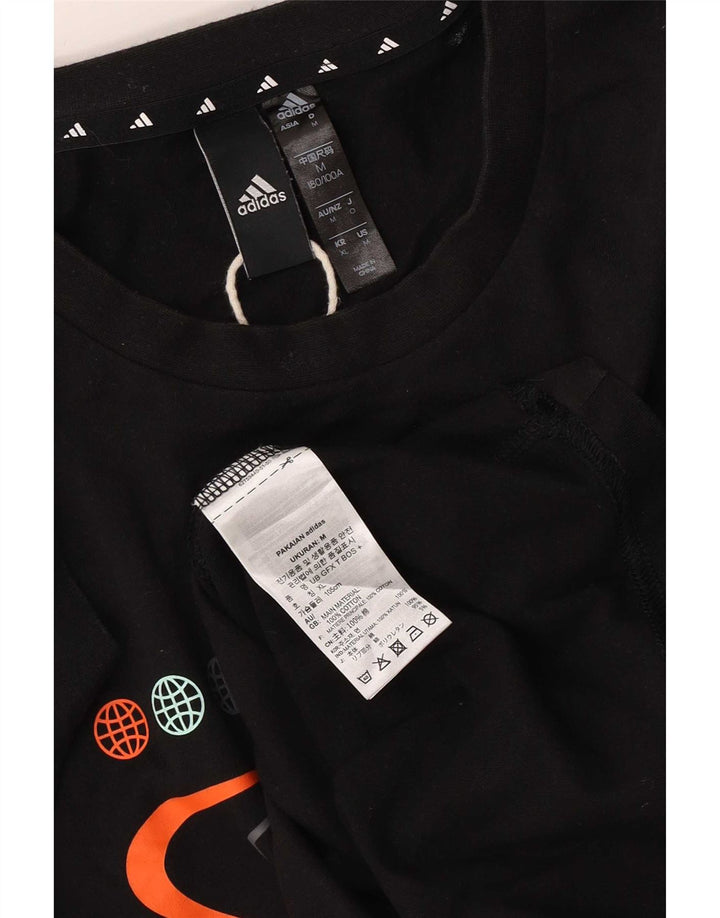 Adidas Herren Grafik T-Shirt Top Medium Schwarz Baumwolle