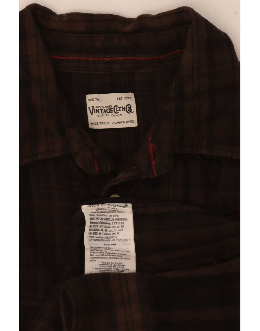 Jack & Jones Herren-Flanellhemd aus mittelbraun karierter Baumwolle