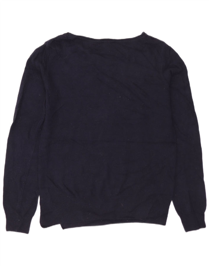 BARBOUR Damen-Pullover mit grafischem U-Boot-Ausschnitt, UK 10, Größe S, marineblaue Wolle