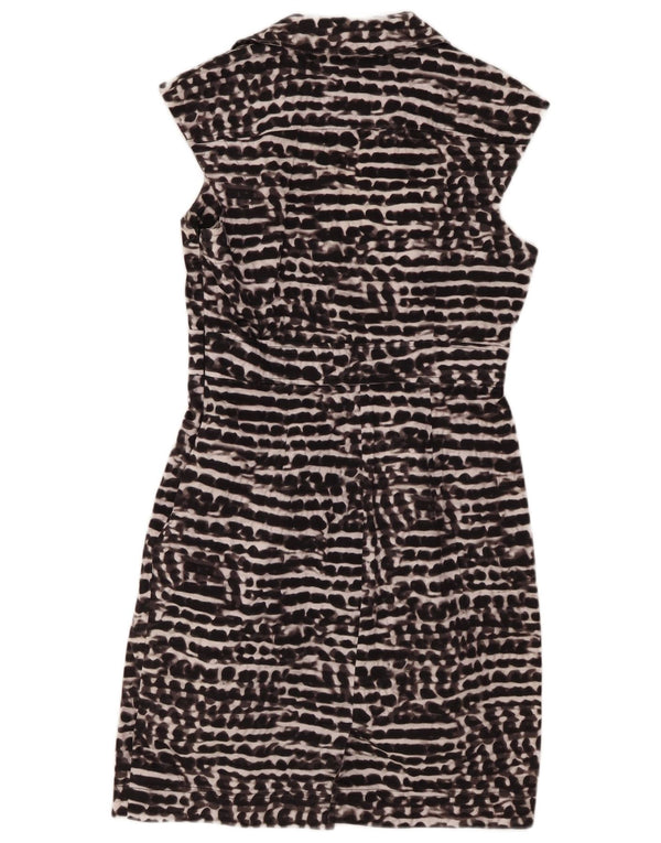 CALVIN KLEIN Damen ärmelloses Etuikleid UK 10 Small Schwarz gefleckt