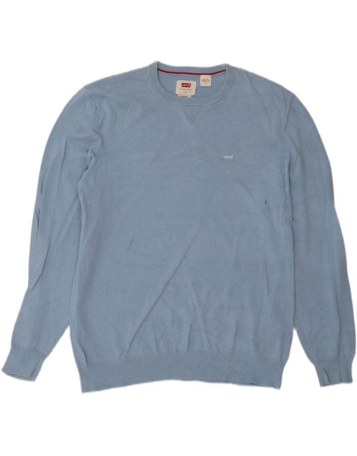Levi's Herren-Pullover mit Rundhalsausschnitt, Größe L, aus blauer Baumwolle