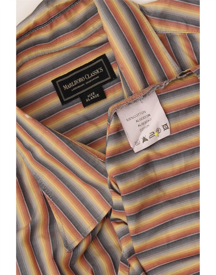 Marlboro Classics Herrenhemd XL, mehrfarbig, gestreift, Baumwolle