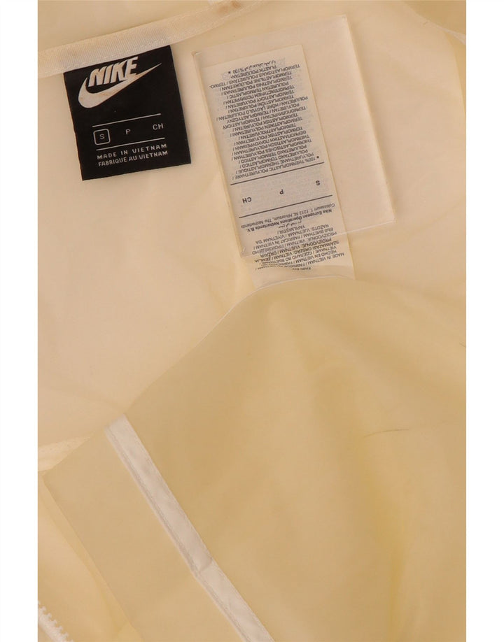 Nike Womens Hooded Oversized Rain Jacket UK 10 Small Off White Polyurethan