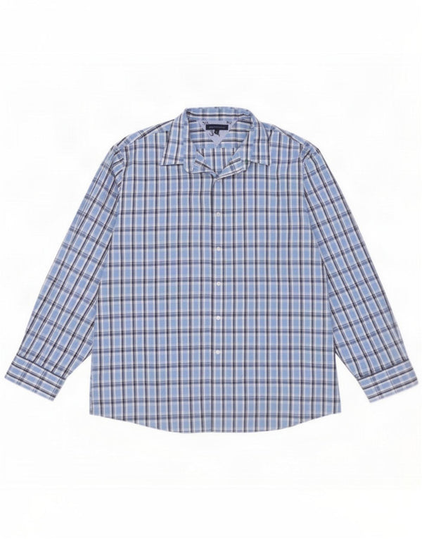 Tommy Hilfiger Herrenhemd Größe 18 2XL Blau karierte Baumwolle