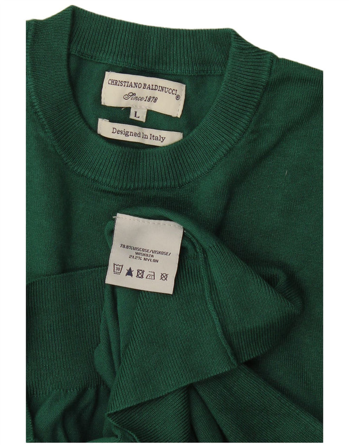 Vintage Herren Pullover mit Rundhalsausschnitt, groß, grüne Viskose